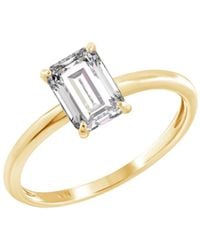Diamonbliss - Embellished Swarovski Stone Plated Sterling Solitaire Emerald Cut Ring One Carat - Lyst