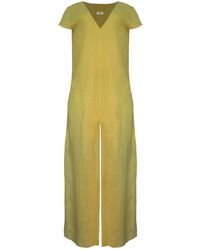 Larsen and Co - Pure Linen Casablanca Jumpsuit In Chartreuse - Lyst