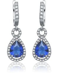 Genevive Jewelry - Cubic Zirconia Sterling Rhodium Plated Sapphire Pear Shape Drop Earrings - Lyst