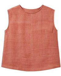 Stovaria - Handwoven Terracotta Denim Structured Sleeveless Top - Lyst