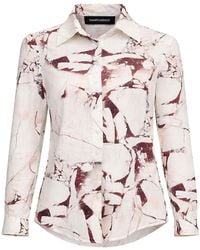 Smart and Joy - Straight-Cut Shirt With A Marble-Effect Print - Lyst