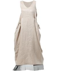 Metamorph - Neutrals Long Linen Dress With Oversized Pockets - Lyst