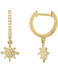 KAMARIA - Star Dangle Huggie Earrings With Diamonds - Lyst