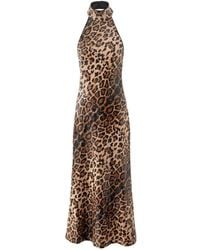 Aisl - Leopard Sequin Halter Maxi Dress - Lyst