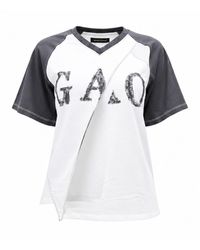 Gao Republic - T-Shirt V-Neck Cut-Out Cotton - Lyst