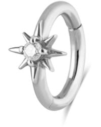 Zohreh - Diamond North Star Seamless Huggie Hoop Earring 9K - Lyst