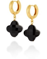 Nellou Jewellery - Clover Gem Hoop Earrings Agate Plated Sterling - Lyst