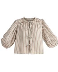 Paisie - Tie Front Puff Sleeves Blouse - Lyst