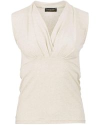 Conquista - Neutrals Chic Faux Wrap Sleeveless Top - Lyst