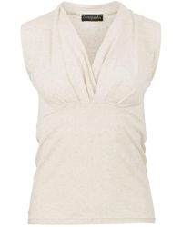 Conquista - Neutrals Chic Faux Wrap Sleeveless Top - Lyst