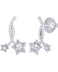 LMJ Divergent Stars Diamond Twist Earrings In 14k White Gold - Metallic