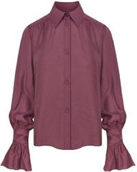 Mandragora - Crinkled Shirt With Decorative Cuffs Carmen Burgundy - Lyst
