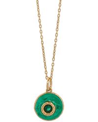 Ebru Jewelry - Green Enamel Evil Eye Pendant Gold Chain Necklace - Lyst