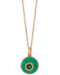 Ebru Jewelry - Green Enamel Evil Eye Pendant Gold Chain Necklace - Lyst