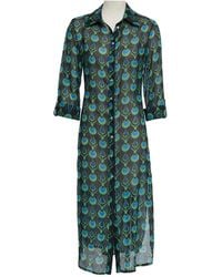 N'Onat - Boho Casual Button Down Shirt Dress With Evil-Eye Charm - Lyst