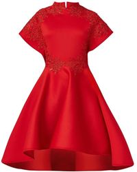 LIA ARAM - Neoprene Embroidered Midi Dress - Lyst