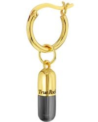 True Rocks - Gun Metal Sterling & 18Kt Plated Mini Pill Charm On Hoop - Lyst