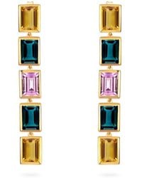 Augustine Jewels - Citrine Topaz Amethyst Long Drop Earrings - Lyst