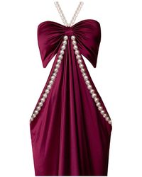 Nur Karaata - Alice Pearl Burgundy Mini Dress - Lyst