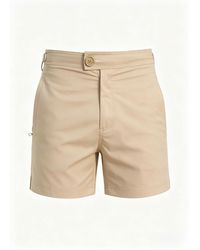 Vayla - Neutrals Classic Plain Mocha Long Length Swim Shorts With Adjustable Waist - Lyst