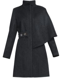 Rumour London Mayfair Asymmetric Charcoal Wool Blend Coat - Grey