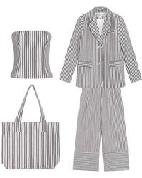 London Atelier Byproduct - Striped Blazer Trousers Corset And Tote Bag Four Piece Set - Lyst