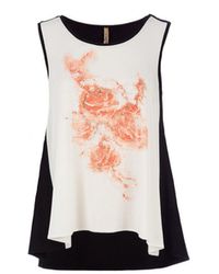 Conquista - Neutrals Sleeveless Print Detail Ecru Top - Lyst
