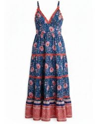 La Mandarine - Summer Maxi Dress With Pockets. Block Print Cotton Summer Maxi Dress Beatriz - Lyst