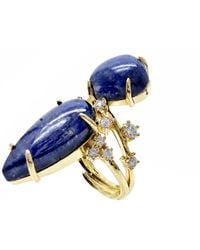 Farra - Lapis With Zircon Statement Cocktail Ring - Lyst