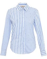 Theo the Label - Echo Mix Stripe Pearly Shirt - Lyst