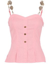 Zetaye - Celeste Linen Cotton Chain Top - Lyst