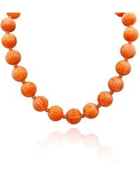 Michael Nash Jewelry - Vicenza Coral Resin Carved Sixteen Inches Melon Bead Necklace - Lyst