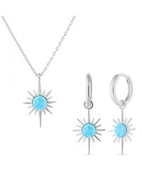 Spero London - Opal Northernstar Drop Hoop Earring & Necklace Set - Lyst