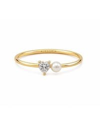 Agora Jewellery - Amora 14K Heart Sapphire Pearl Ring - Lyst