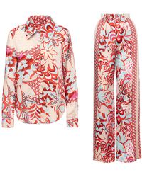 BLUZAT - Floral Print Matching Set With Shirt And Trousers - Lyst