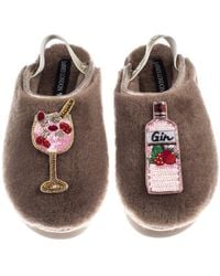 Laines London - Neutrals Flatform Cloud Closed Toe Slippers With Gin & Glass Brooches - Lyst