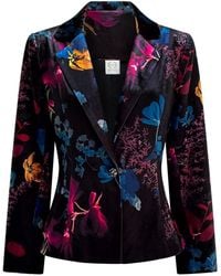 Why Mary - Florencia Tailored Floral Print Velvet Jacket - Lyst