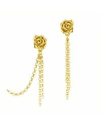 Unaloe - Vermeil Asymmetric Rose Chain Drop Earrings – Luxury Contemporary Floral Designer Jewelry - Lyst