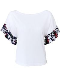 Lalipop Design - Cotton Blouse With Boat Neck & Pleated Sleeves - Lyst