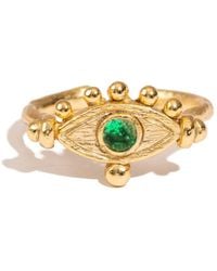 Ebru Jewelry - Mystic Emerald Evil Eye Adjustable Band Ring - Lyst