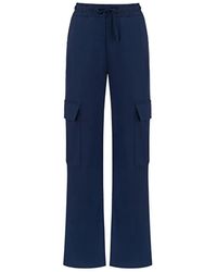 Nocturne - Cargo Pants With Elastic Waistband-navy - Lyst