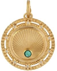 Artisan - Yellow Gold Natural Emerald Diamond Designer Pendant Handmade Jewelry - Lyst