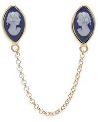 Vintouch Italy - Little Lovelies Gold-plated Blue Cameo Single Earring - Lyst