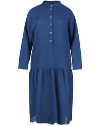 Conquista - Oversized Linen-Style Button-Front Midi Dress - Lyst