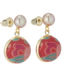 Soft Strokes Silk - Pure Silk Brocade Earrings With Freshwater Pearls - Lyst