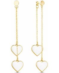 Rejected Hearts Club - Single Hearted Girl Dangle Heart Charm Filled Earrings - Lyst