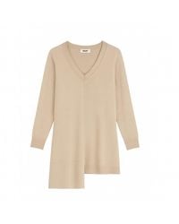 Nuvv Collection - Neutrals Asymmetric Merino Wool Sweater Premium Italian Yarn - Lyst