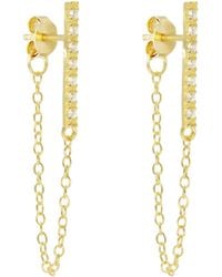 KAMARIA - Crystal Bar Chain Stud Earrings - Lyst