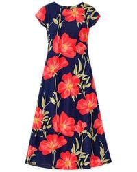 Yumi' - Poppy Print Midi Mesh Dress - Lyst