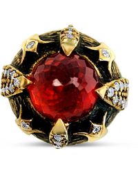 Bellus Domina - Tulip Sterling 925 Synthetic Ruby & Cubic Zirconia Ring - Lyst